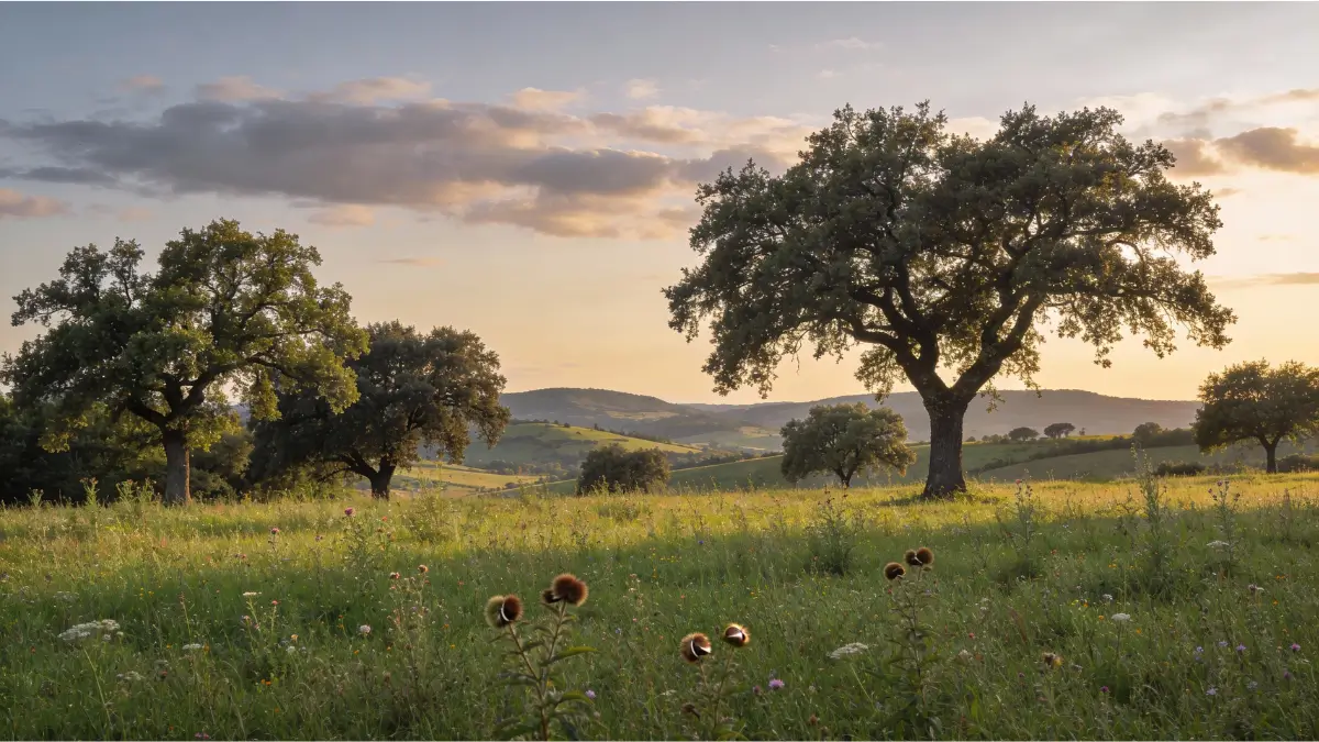 Paysage naturel français symbolisant bien-être et vieillissement serein