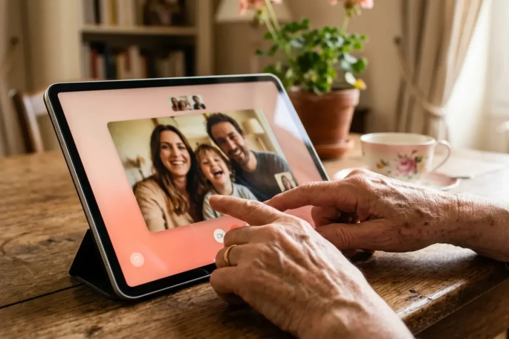 tablette senior débutant appel vidéo matériel ergonomique bien vieillir
