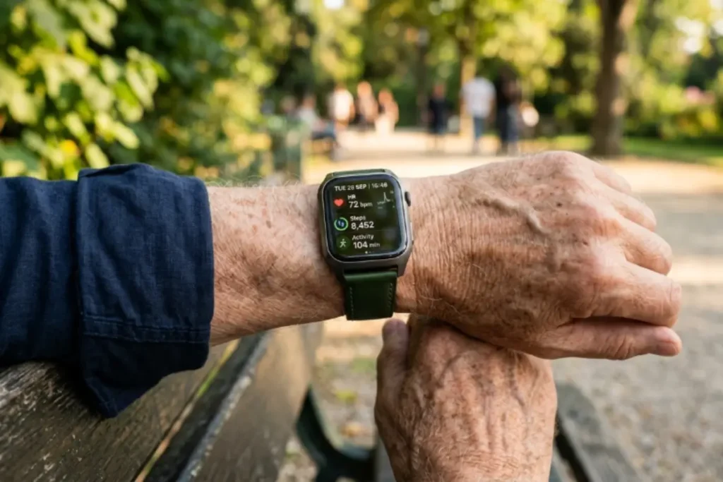 montre connectée senior bien vieillir activité physique parc