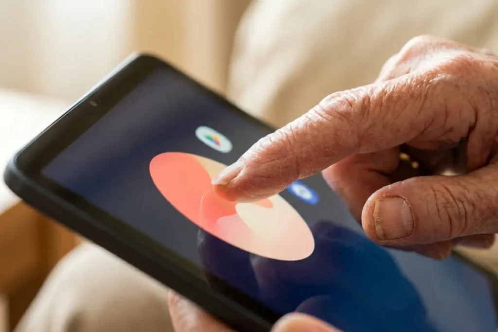 tablette tactile senior grand écran icône simple doigt mode simplifié