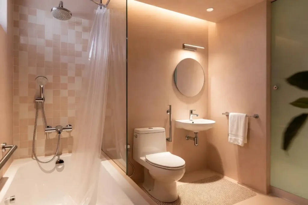 prévention des chutes chez les personnes âgées dans une salle de bain sécurisée