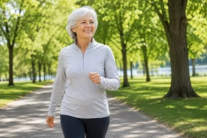 femme senior prenant ses compléments pour prévenir l'ostéoporose senior