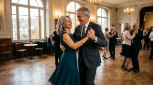 couple de seniors dansant ensemble avec élégance après 60 ans