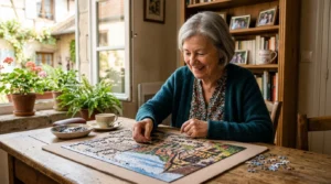 senior faisant un puzzle pour stimuler sa mémoire et prévenir Alzheimer