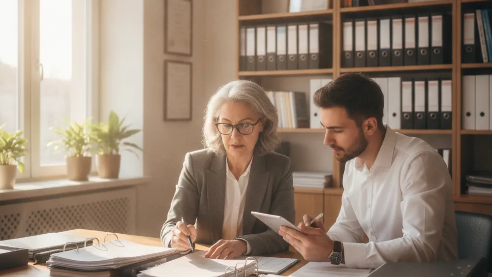Senior consultant des documents avec un conseiller