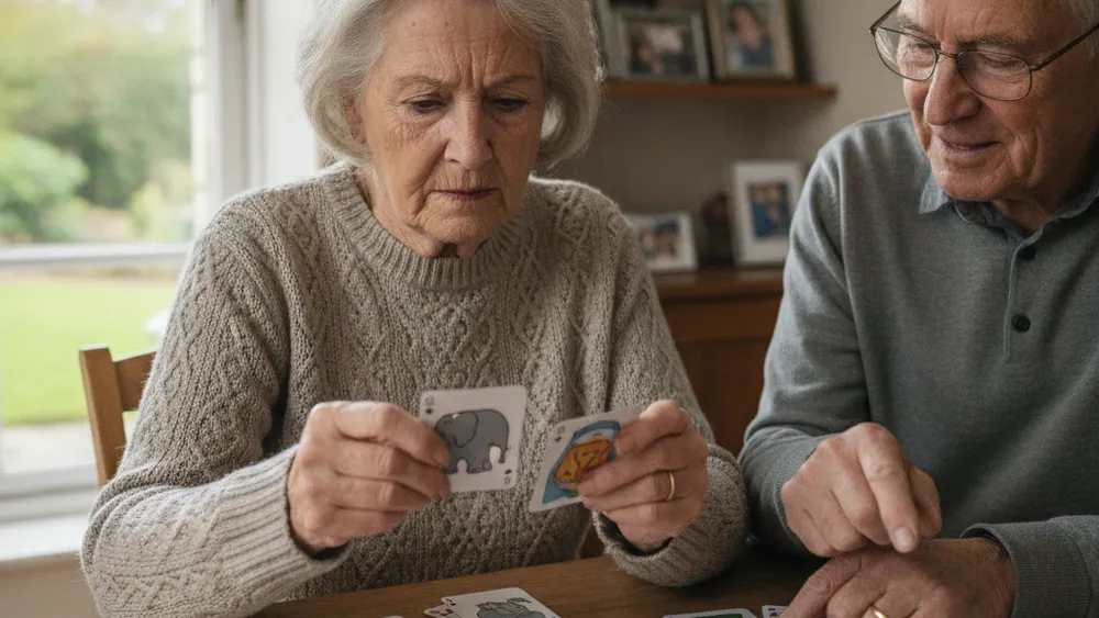 Senior faisant des exercices de memoire