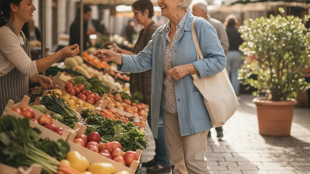 Senior autonome faisant ses courses