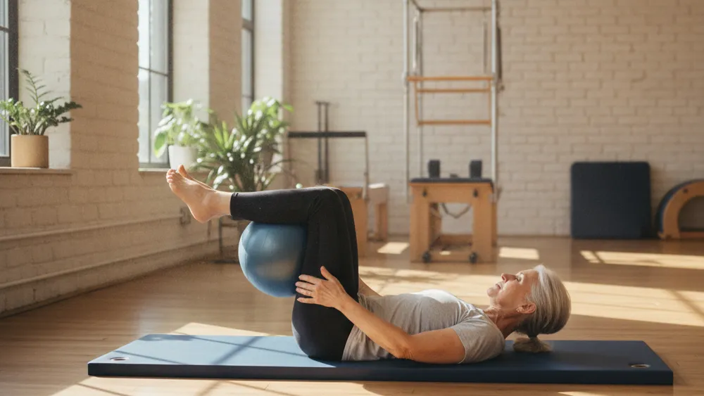 Senior pratiquant le pilates sur tapis