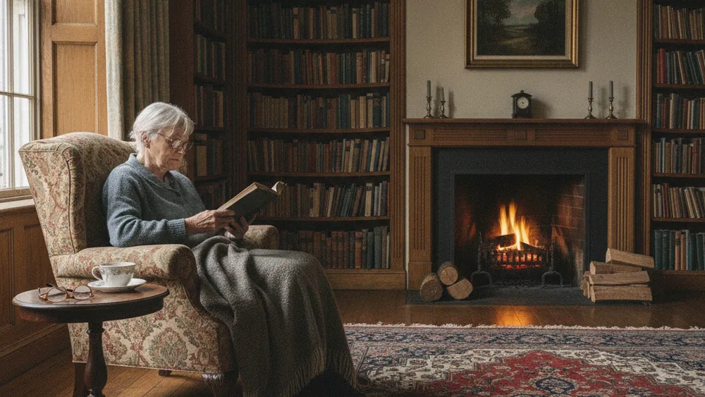 Senior lisant un livre avec des lunettes