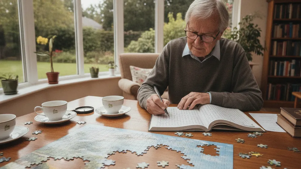 Senior faisant un puzzle pour stimuler sa memoire